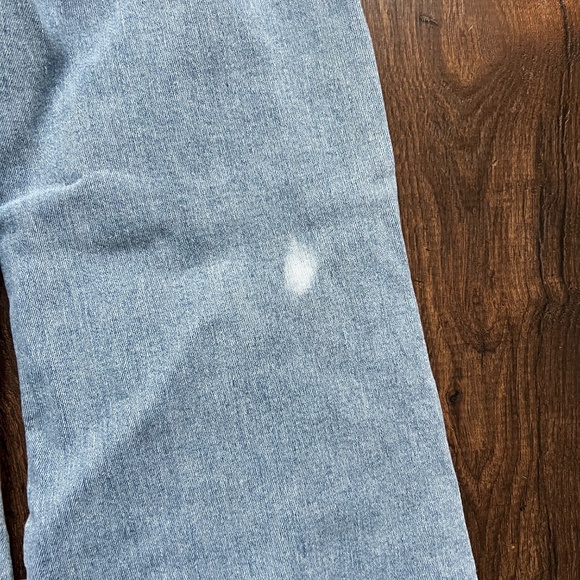 Womens Risen Wideleg Jeans, Light Wash, Button Fly, Distressed, Size 9/29 - Picture 6 of 6